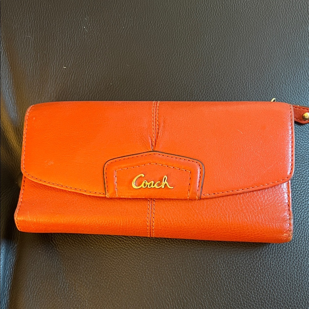 Coach Orange Leather Wallet